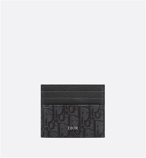 black dior oblique jacquard card holder